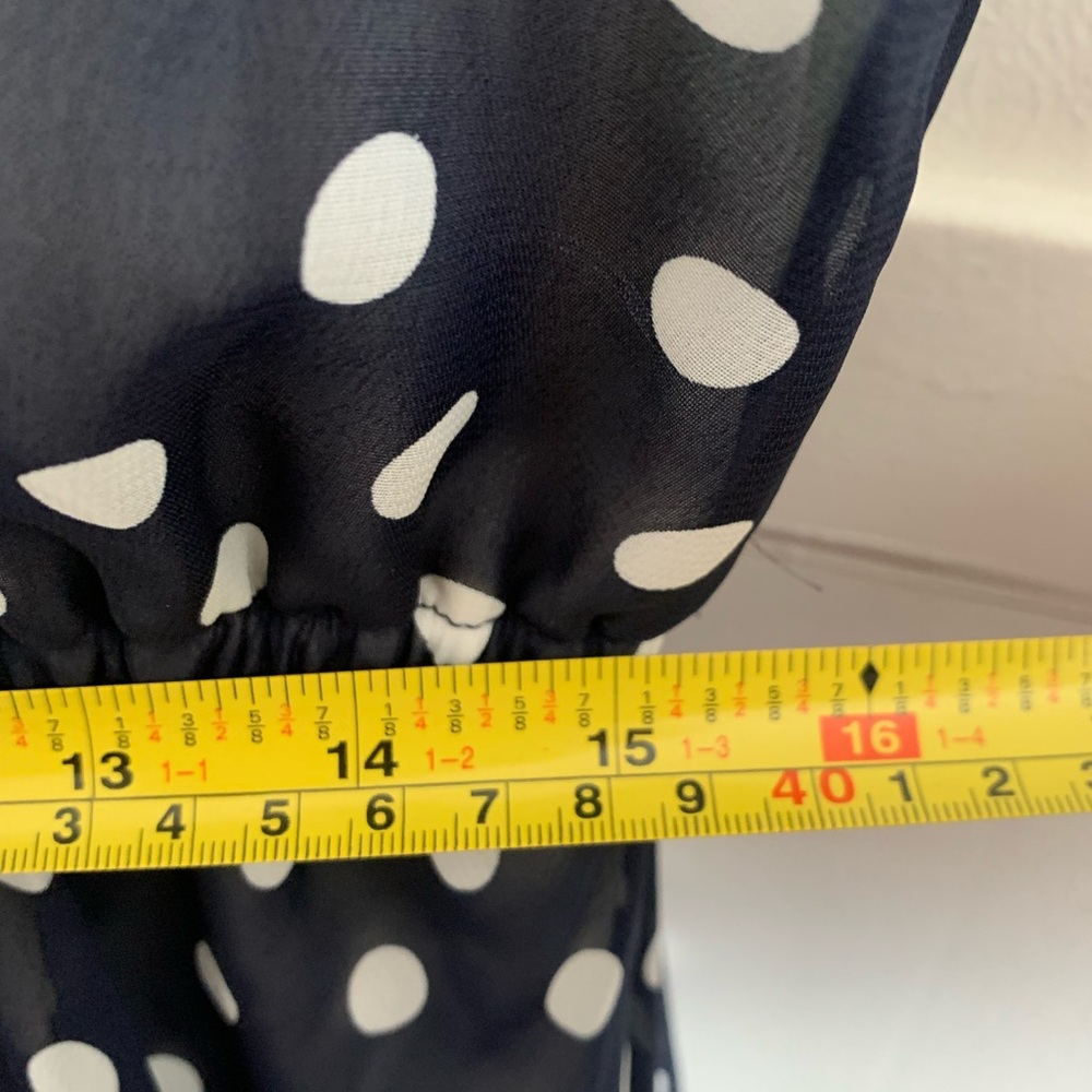 Vintage Inspired-Kismet Navy and White Polka Dot Sleeveless Midi Dress - Picture 11 of 11